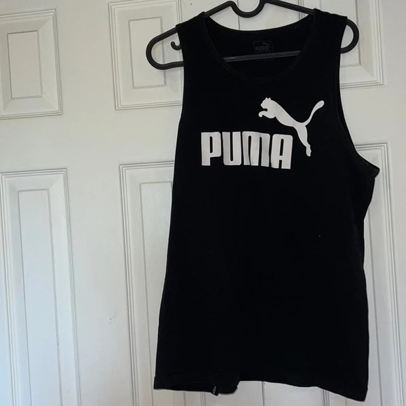 Puma black white logo tank top Sz M - Picture 3 of 11